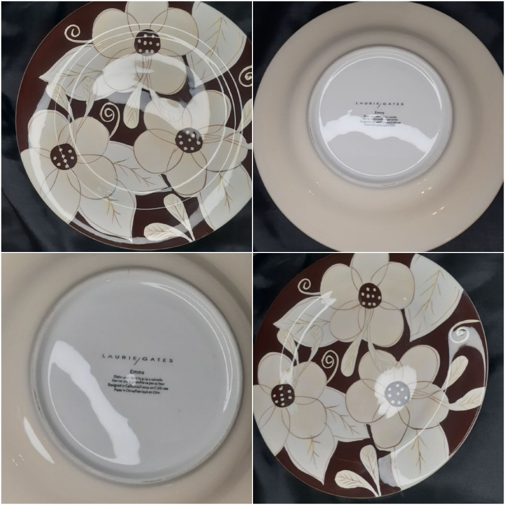 Two "Laurie Gates Emma" Plate White and Brown